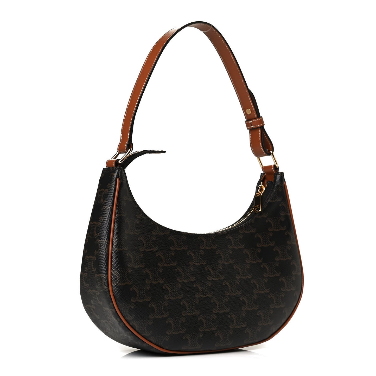 Triomphe Canvas Calfskin Ava Shoulder Bag Tan