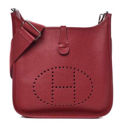 Hermes Taurillon Clemence Evelyne III PM Rouge Grenat 1 of 9