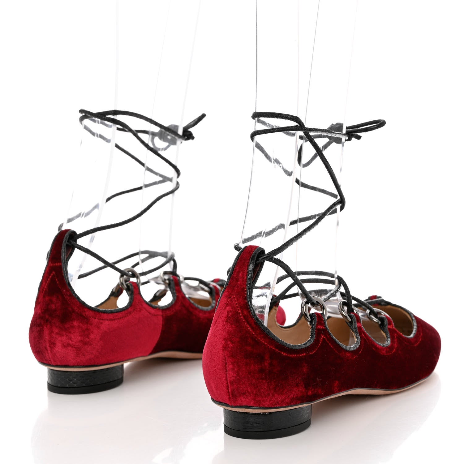 Valentino Garavani Calfskin Snakeskin Embossed Velvet Crossover Ballerina Flats 38 Red 4 of 9