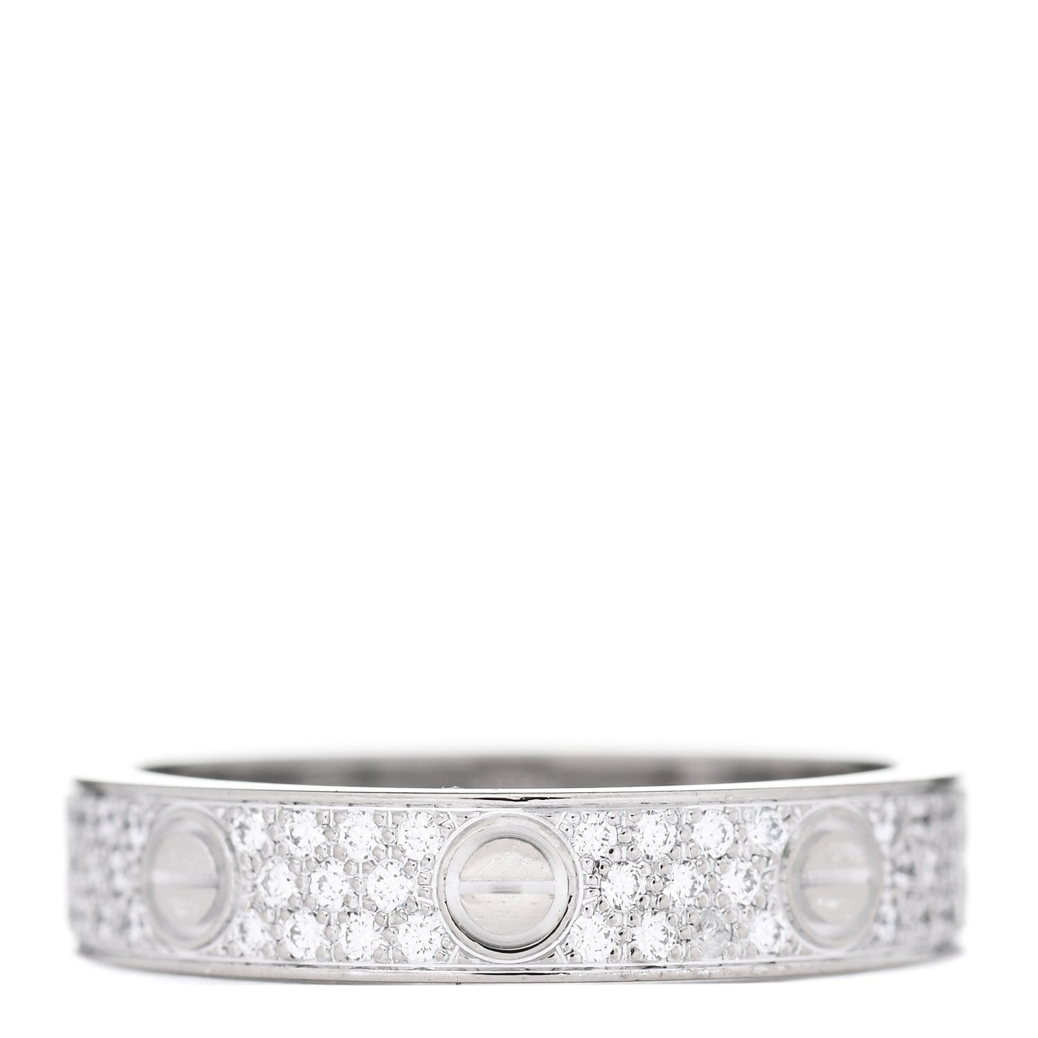 Cartier 18K White Gold Diamond 4mm LOVE Wedding Paved Band Ring 52 6 3 of 5