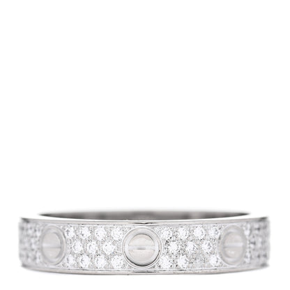 Cartier 18K White Gold Diamond 4mm LOVE Wedding Paved Band Ring 52 6 3 of 5