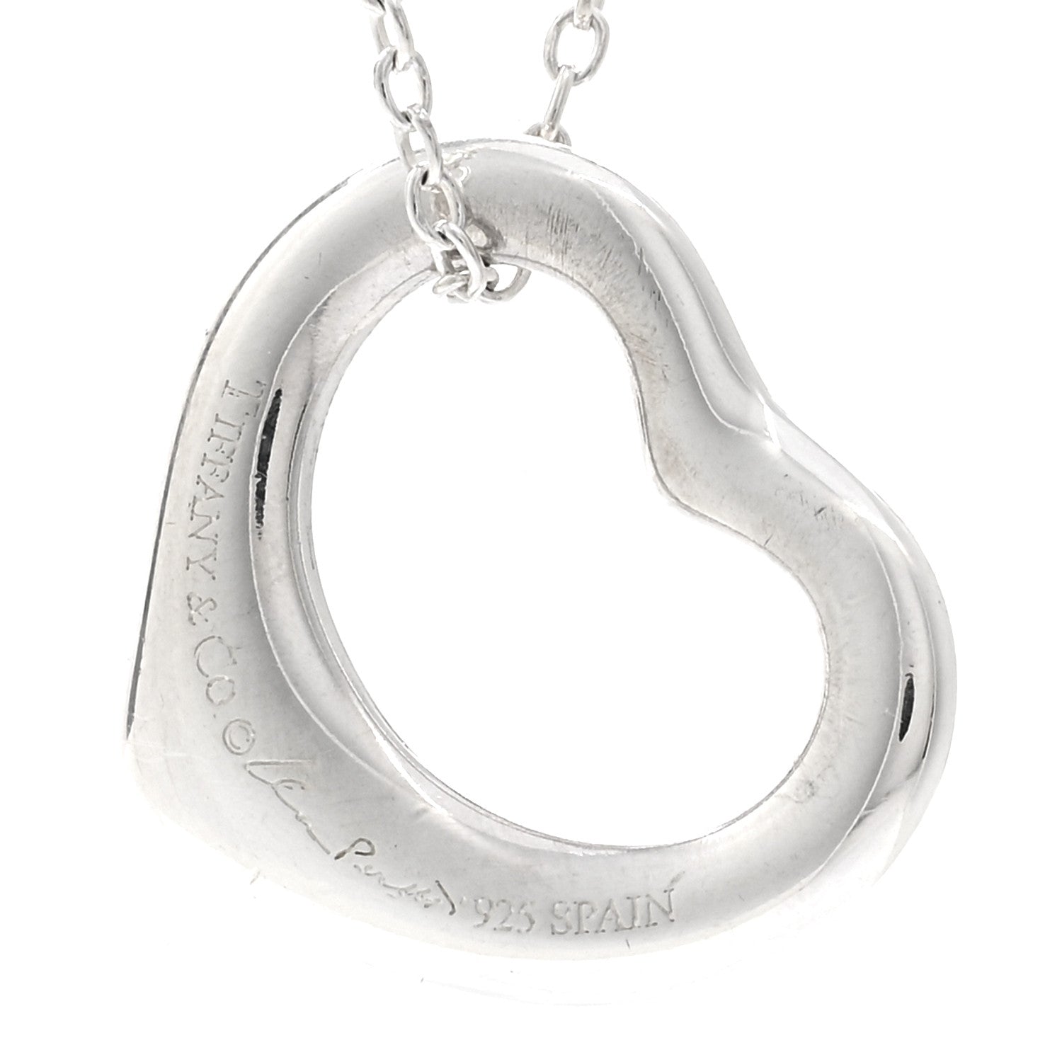 Tiffany Sterling Silver 16mm Elsa Peretti Open Heart Pendant Necklace 4 of 4