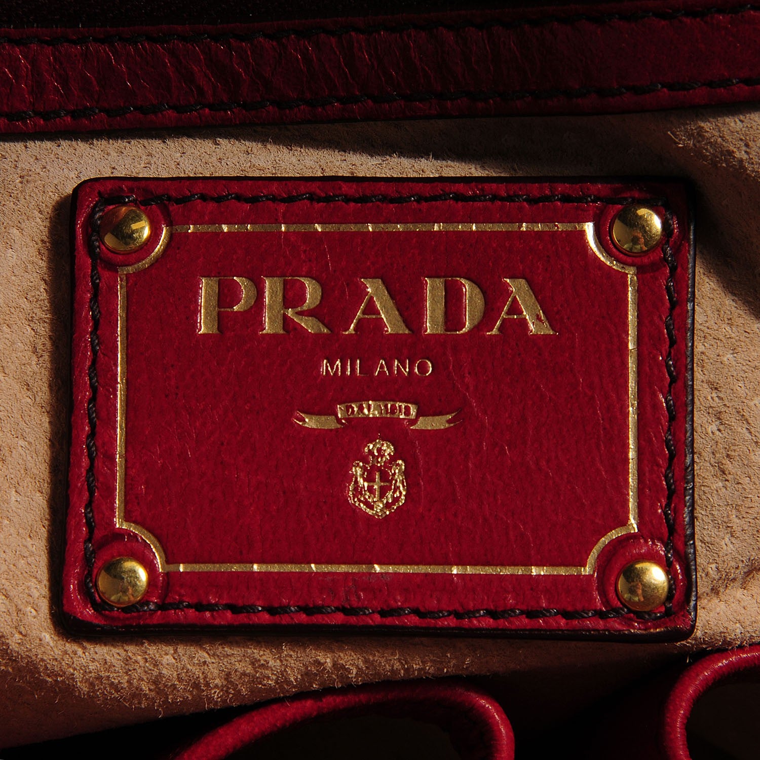 Prada Cervo Shine Dome Satchel Amaranto 6 of 11