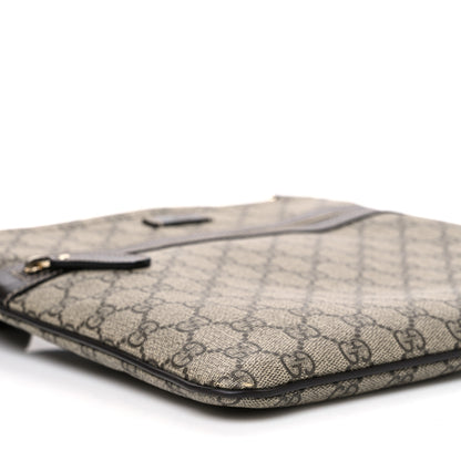 Gucci GG Supreme Monogram Selleria Calfskin Small Flat Side Zip Messenger Bag Beige Ebony Cocoa Dark Chocolate 9 of 10