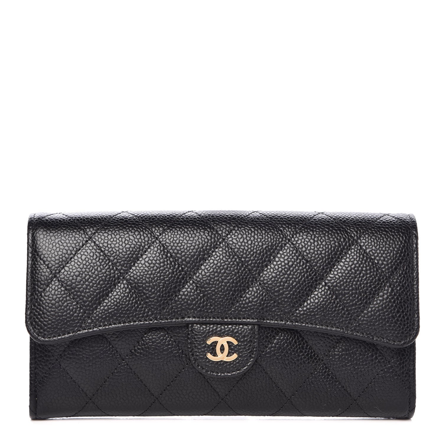 Chanel Caviar Quilted Large Gusset Flap Wallet Black 1 of 9