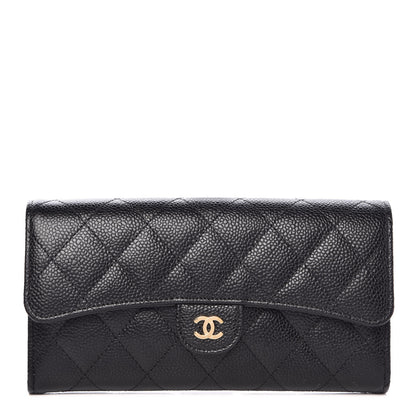 Chanel Caviar Quilted Large Gusset Flap Wallet Black 1 of 9