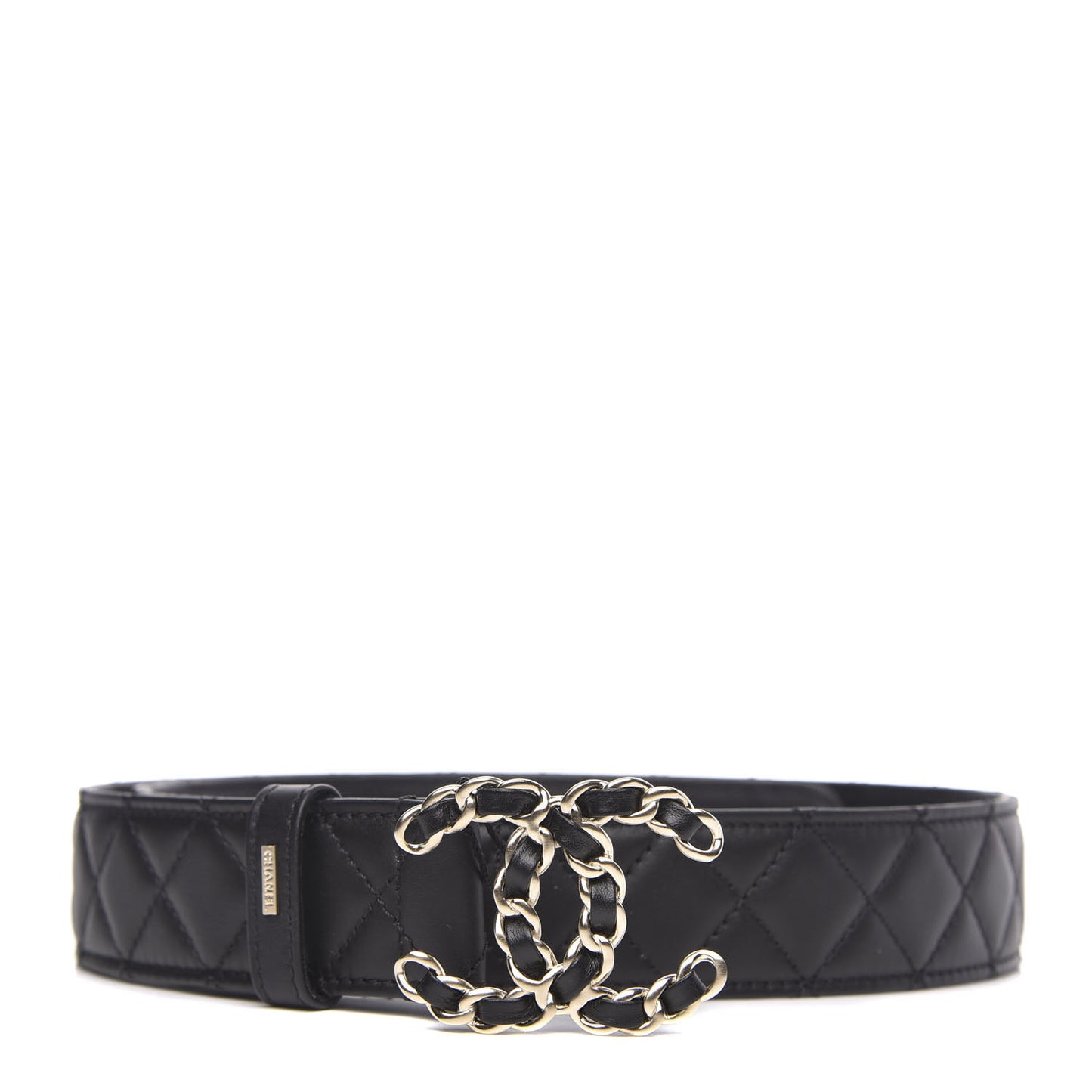 Lambskin Quilted CC Chain Belt 80 32 Black