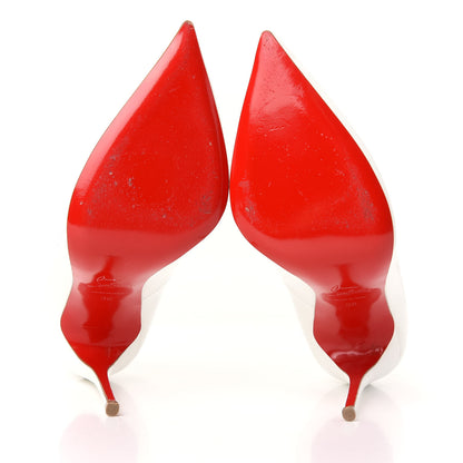 Christian Louboutin Jazz Calf Patent Corafront 120 Pumps 38 White Red 6 of 9
