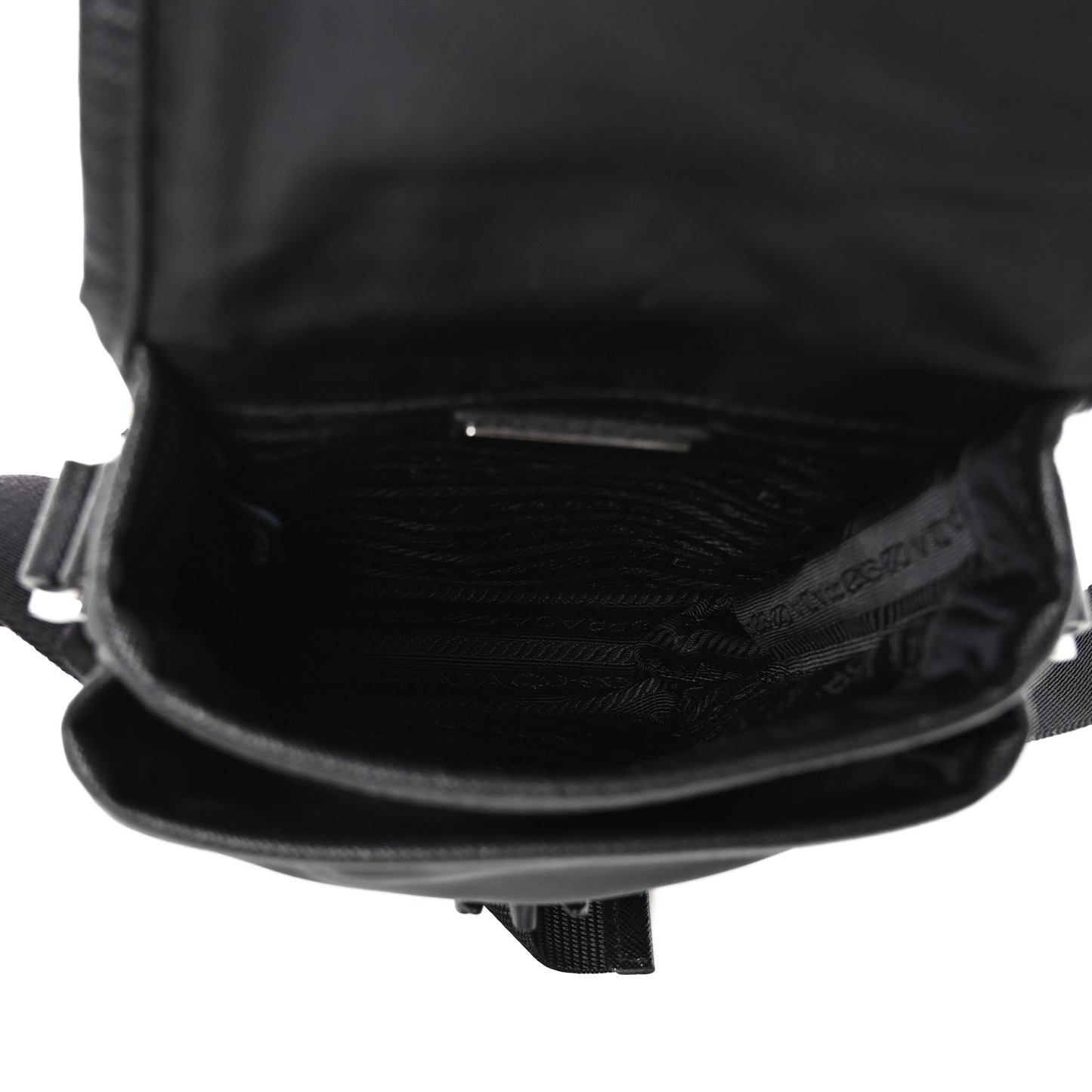 Re-Nylon Saffiano Mini Pocket Single Snap Buckle Messenger Bag Black