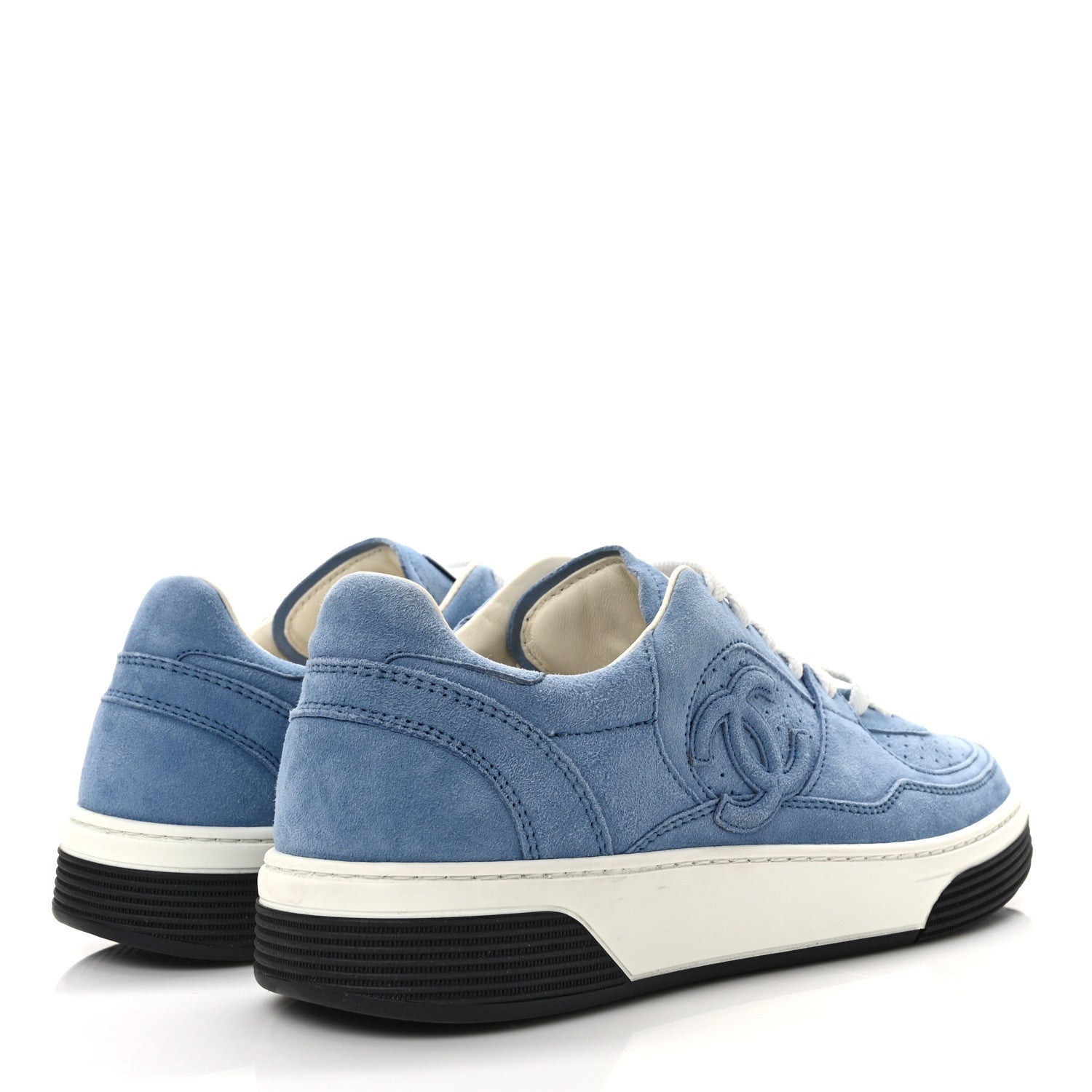 Chanel Suede Calfskin Womens CC Sneakers 41 Blue 4 of 8