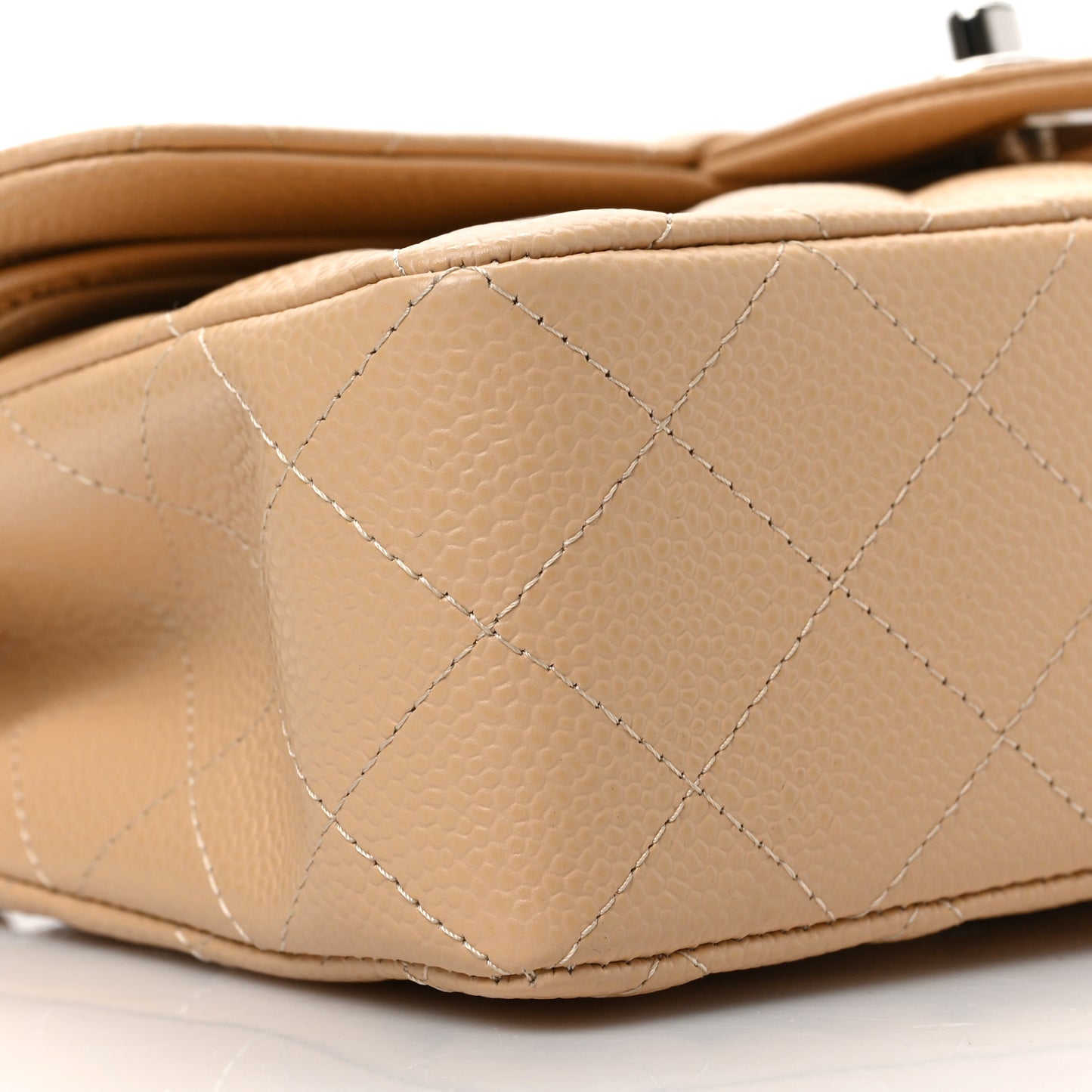 Caviar Quilted Small Double Flap Beige