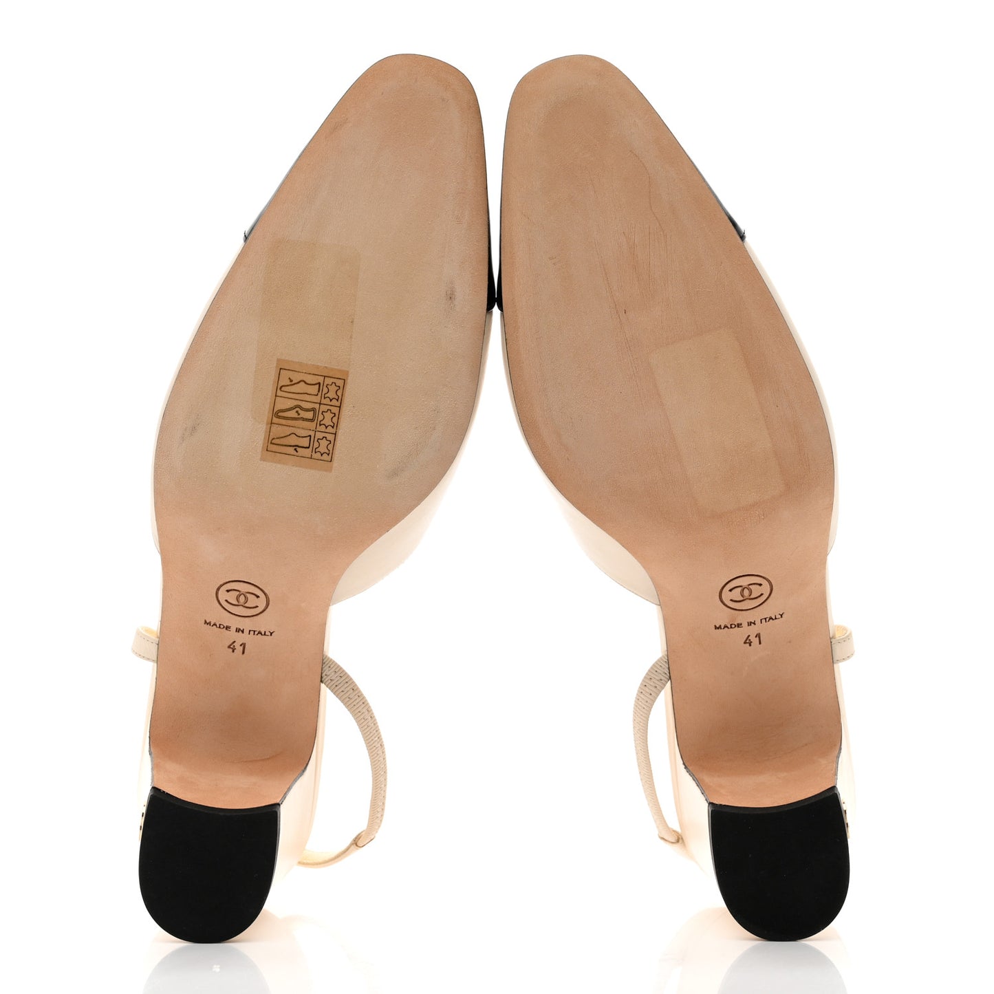 Glazed Calfskin Cap Toe CC Slingback Pumps 41 Ivory Black