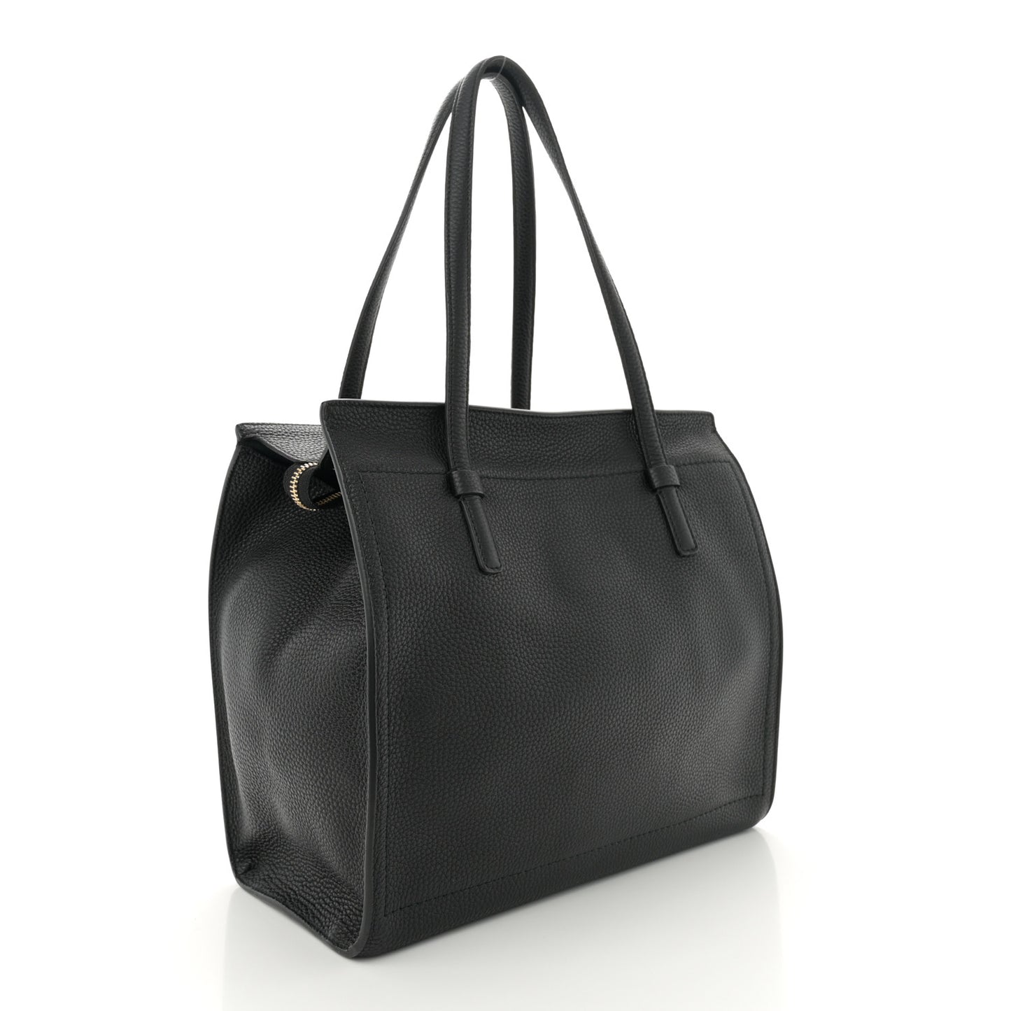 Hammered Calfskin Double Handle Medium Amy Tote Black