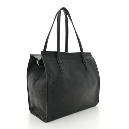 Salvatore Ferragamo Hammered Calfskin Double Handle Medium Amy Tote Black 3 of 10