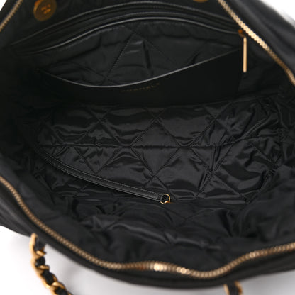 Chanel Satin Quilted Large Bowling Bag Flap Black 6 of 10
