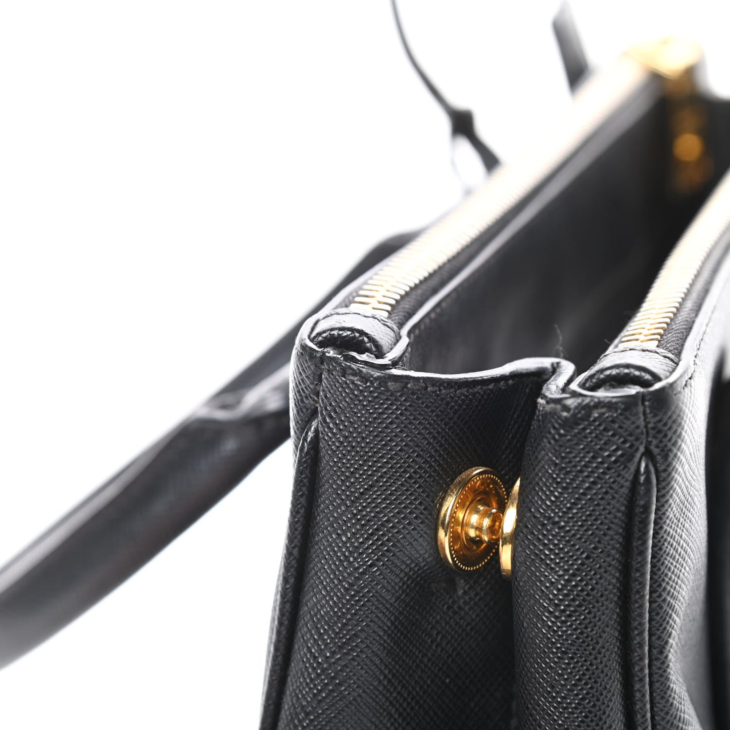 Saffiano Mini Galleria Double Zip Tote Black