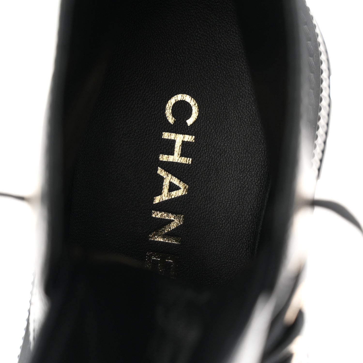 Chanel Grained Calfskin Shiny Calfskin CC Lace Up Combat Boots 36.5 Black 8 of 10