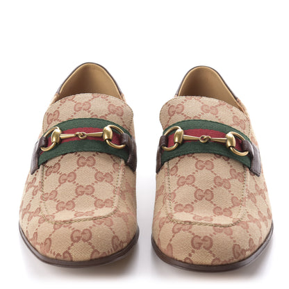 Gucci GG Monogram Goatskin Web Mens Horsebit Loafers 10 Beige Ruggine Light Brown 2 of 9