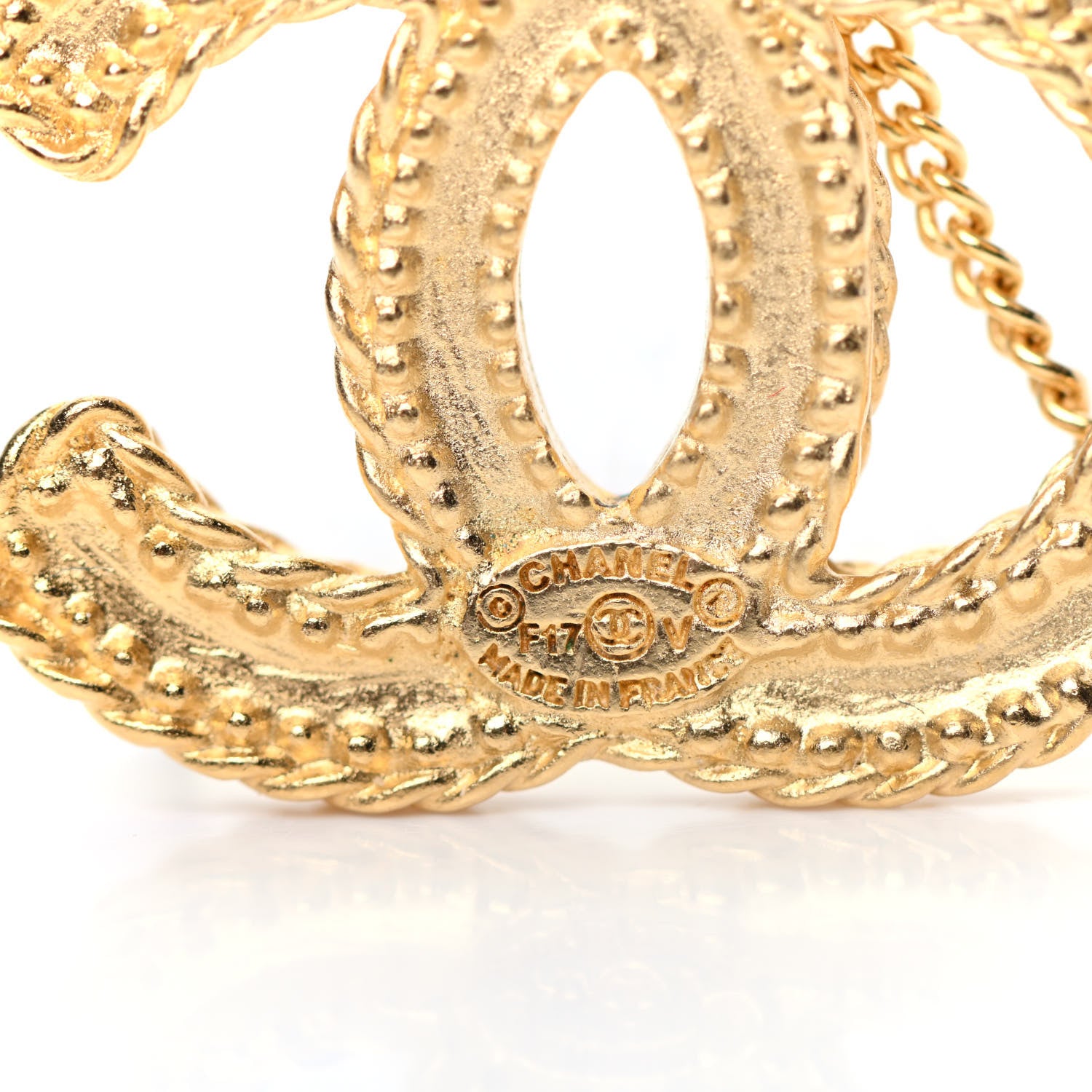 Chanel CC Drop Earrings Matte Gold 4 of 5