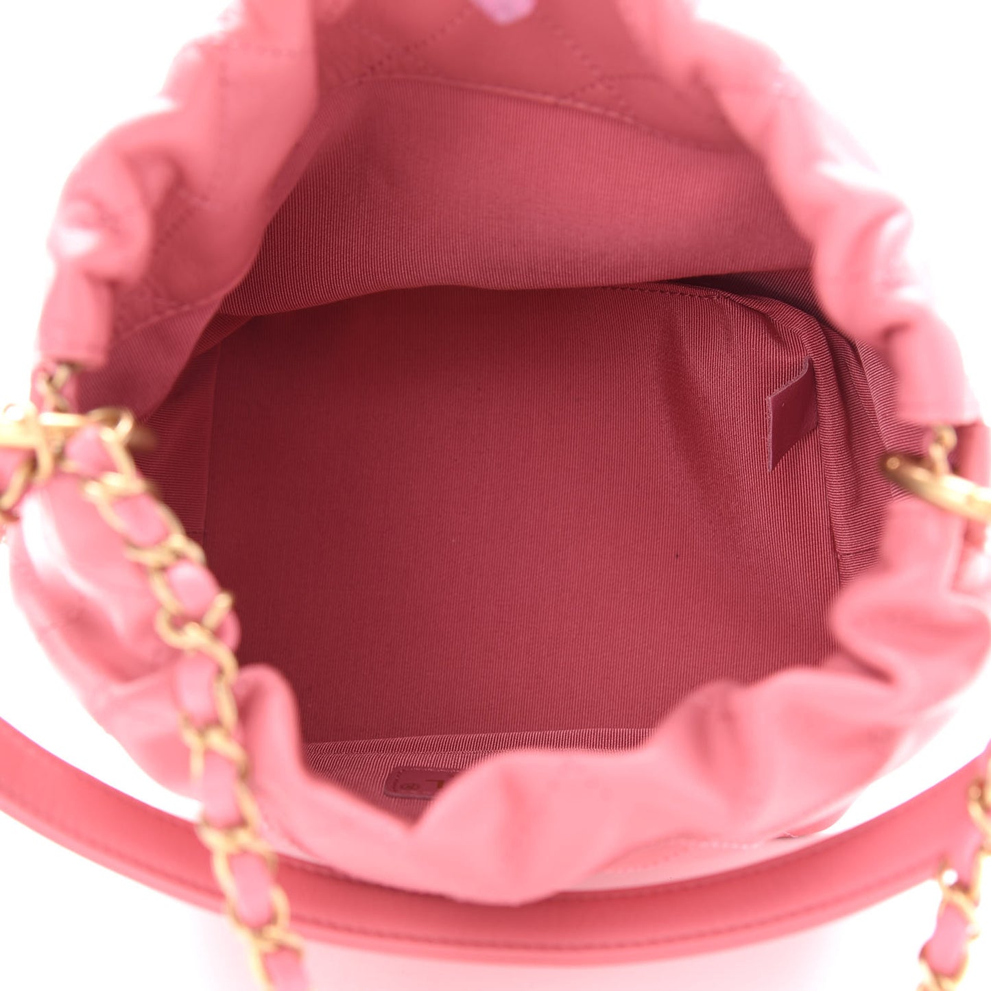 Lambskin Quilted Antique Signs Drawstring Bag Pink