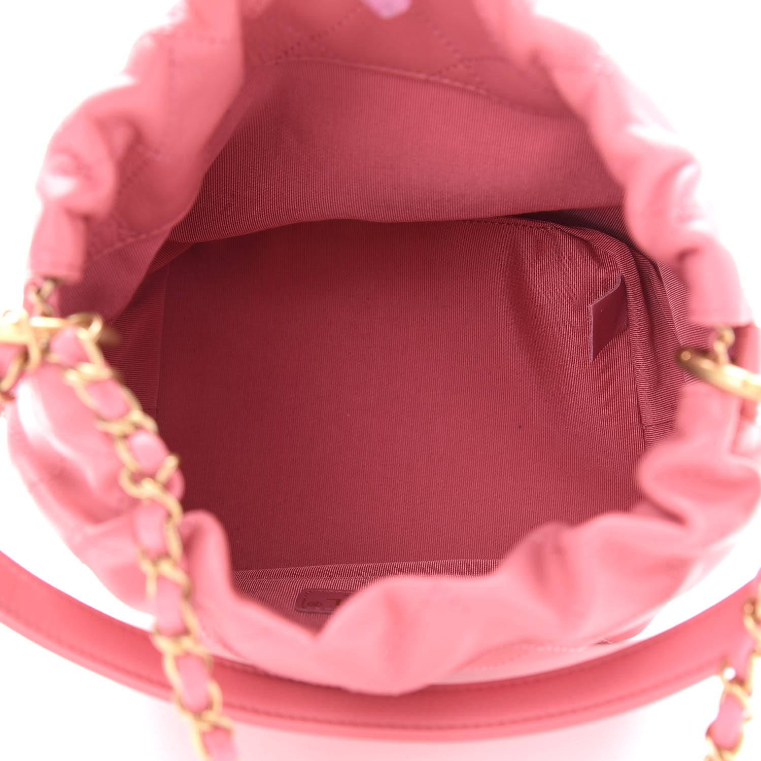 Chanel Lambskin Quilted Antique Signs Drawstring Bag Pink 5 of 9
