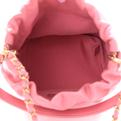 Chanel Lambskin Quilted Antique Signs Drawstring Bag Pink 5 of 9
