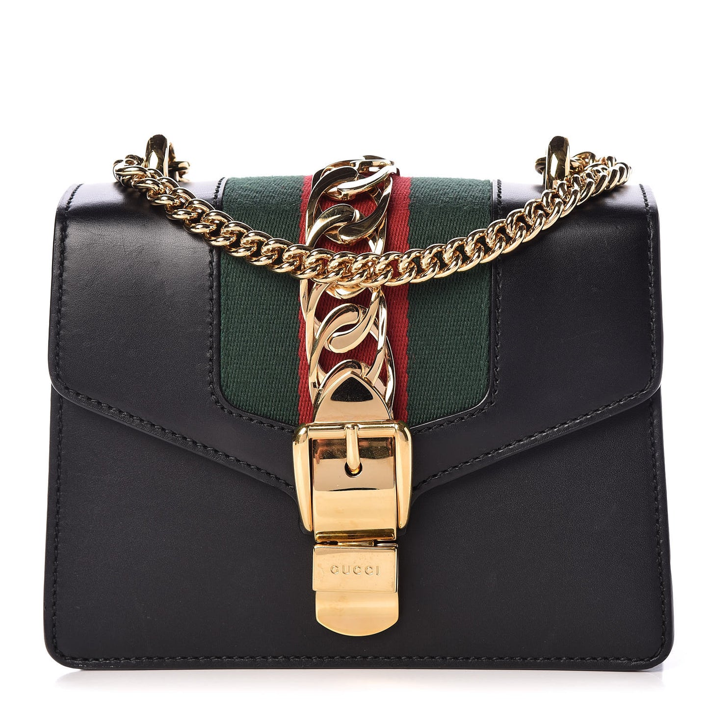 Calfskin Mini Sylvie Chain Shoulder Bag Black