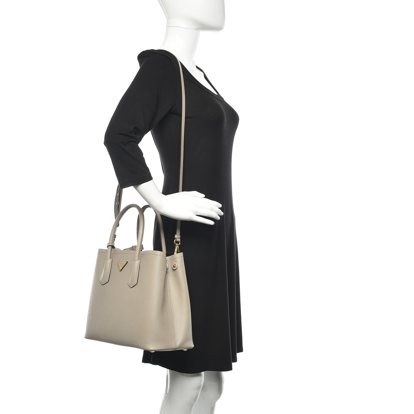 Saffiano Cuir Small Double Bag Pomice