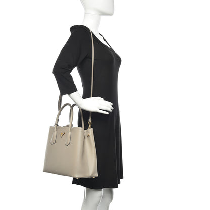 Prada Saffiano Cuir Small Double Bag Pomice 2 of 9