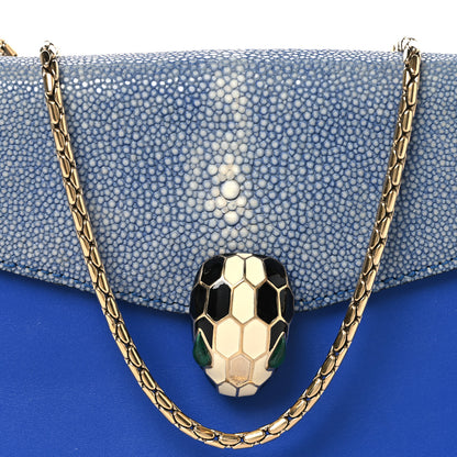 Bulgari Galuchat Calfskin Serpenti Forever Crossbody Bag Blue 8 of 16