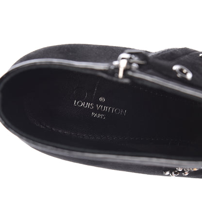 Louis Vuitton Suede Dark Muse Peep Toe Ankle Boots 41 Black 9 of 12