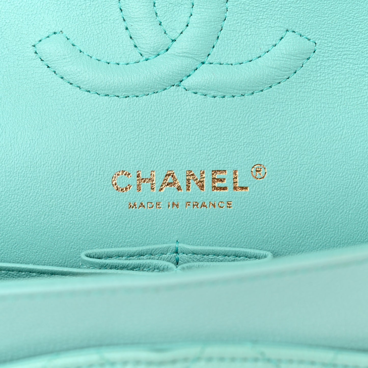 Caviar Quilted Medium Double Flap Light Blue