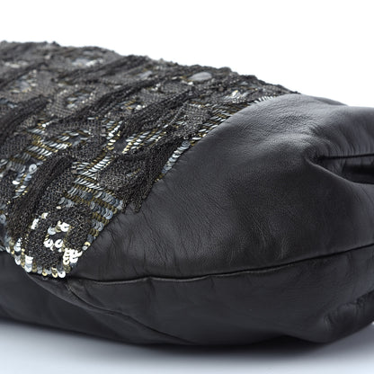 Valentino Garavani Nappa Sequin Chain Glam Tote Dark Grey 6 of 9