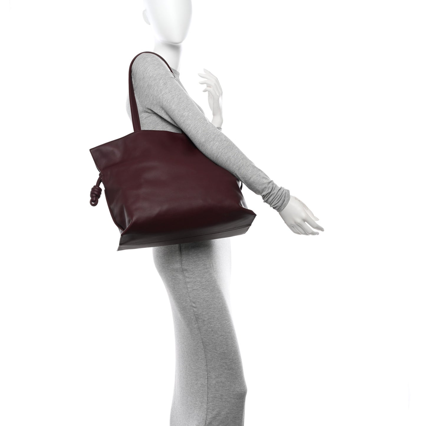 Calfskin Large Flamenco Knot Bag Dark Burgundy