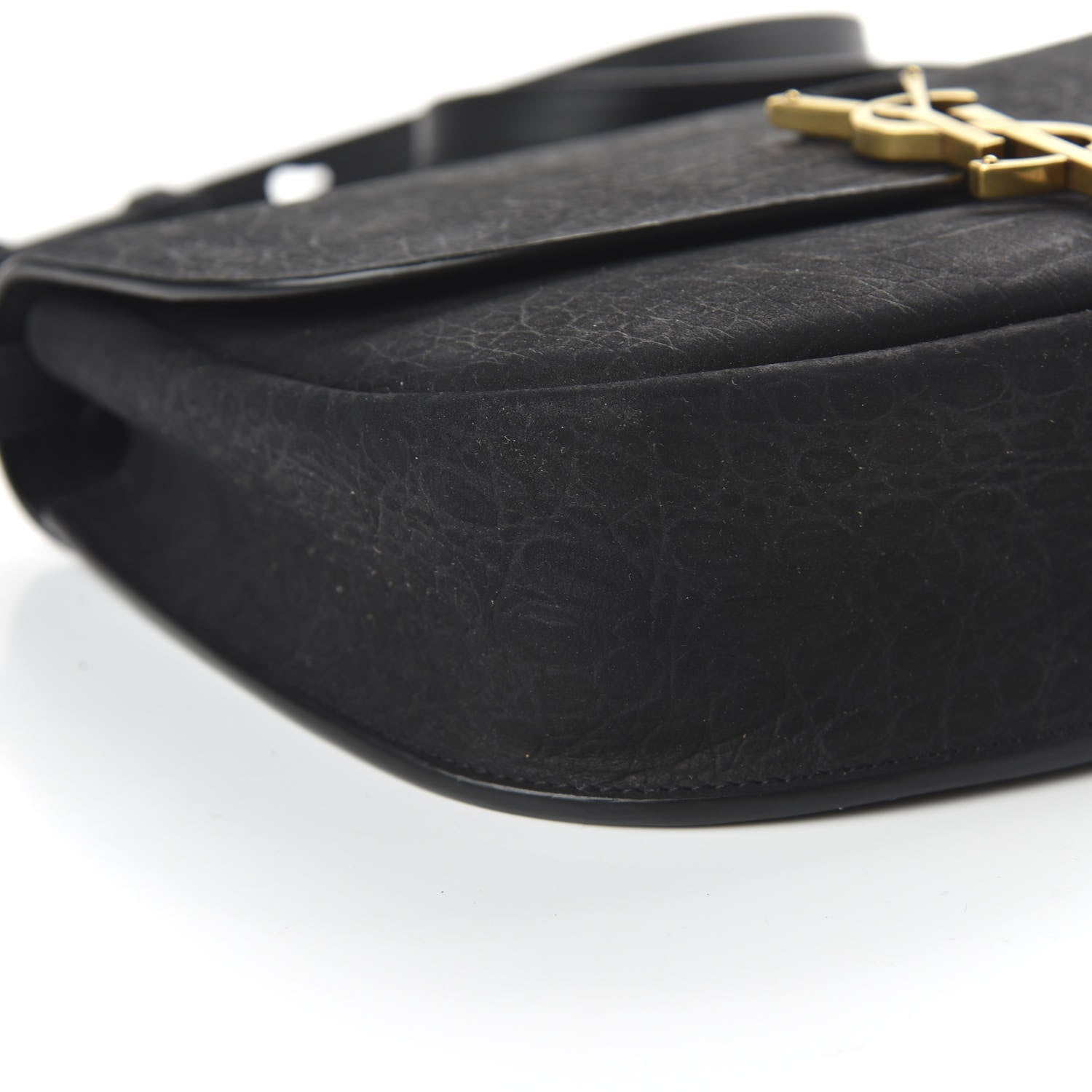 Saint Laurent Crocodile Embossed Monogram Nubuck Medium Kaia Satchel Black 4 of 12