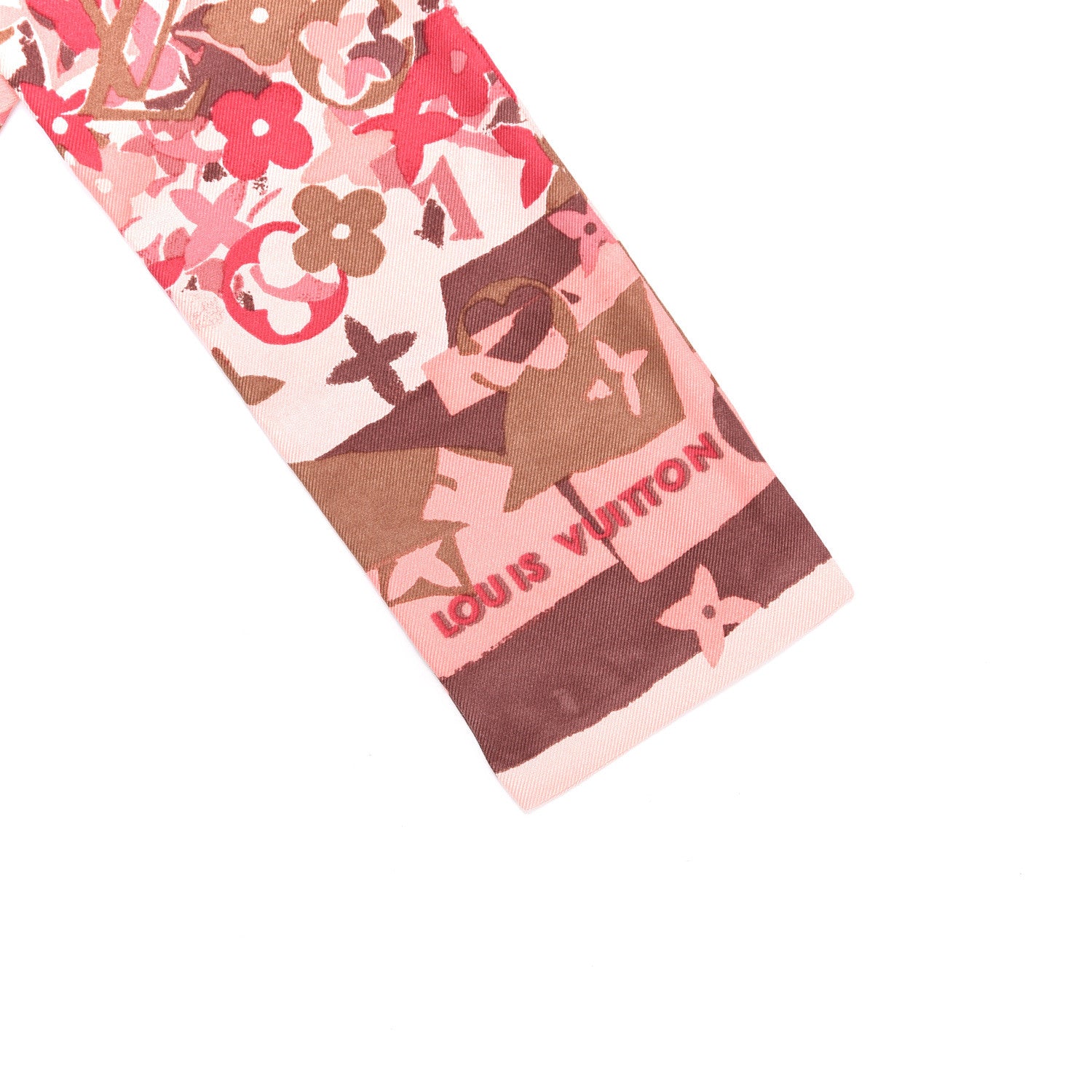 Louis Vuitton Silk Monogram Watercolor Fleur Arty Bandeau Pale Pink 2 of 5