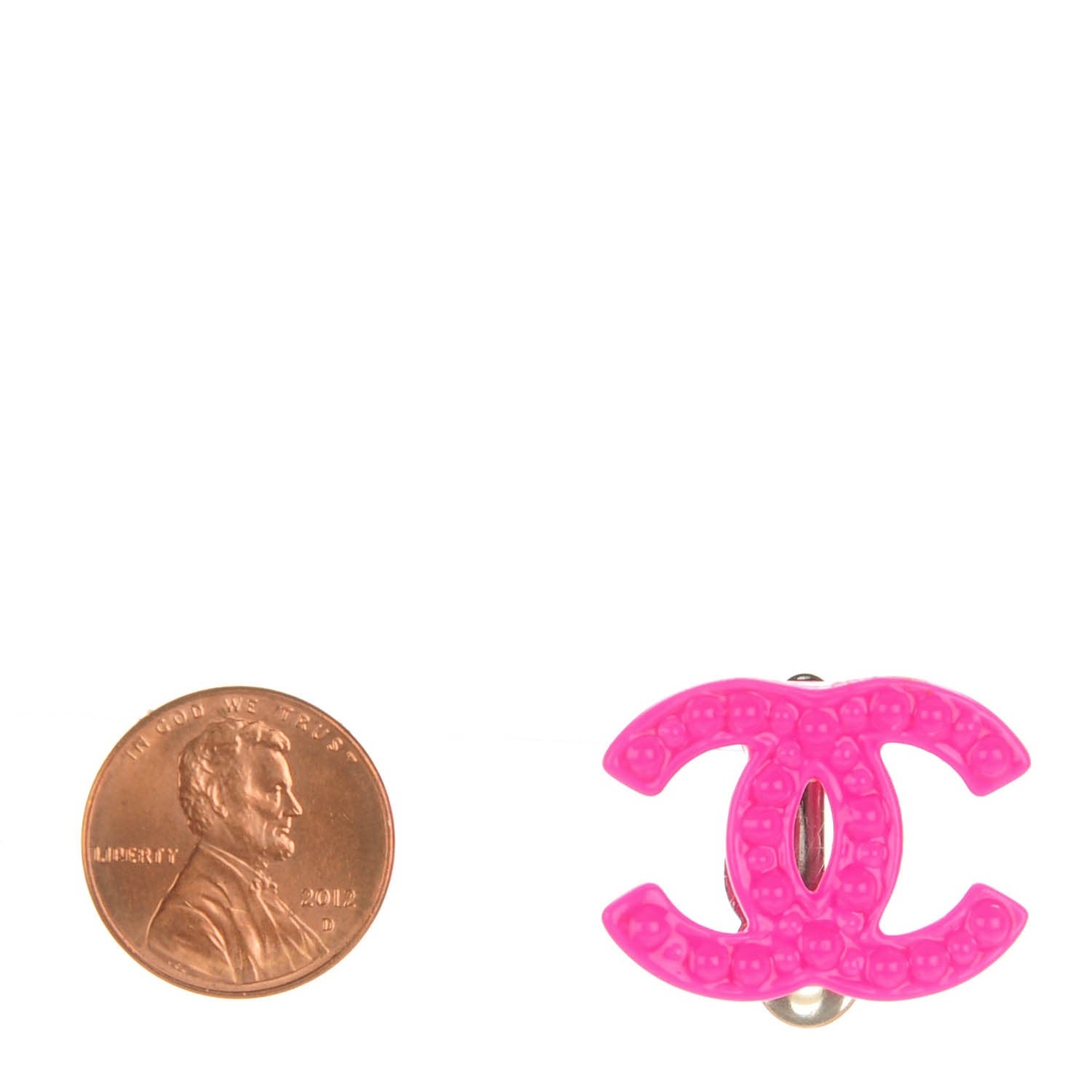 Chanel Resin CC Clip On Earrings Pink 2 of 4
