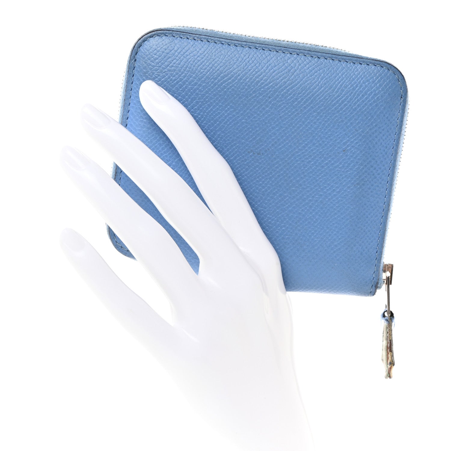 Hermes Epsom Silk'in Compact Wallet Bleu Paradis 2 of 11