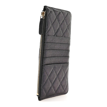Chanel Iridescent  Caviar Quilted Classic Flat Wallet Pouch Black 3 of 7