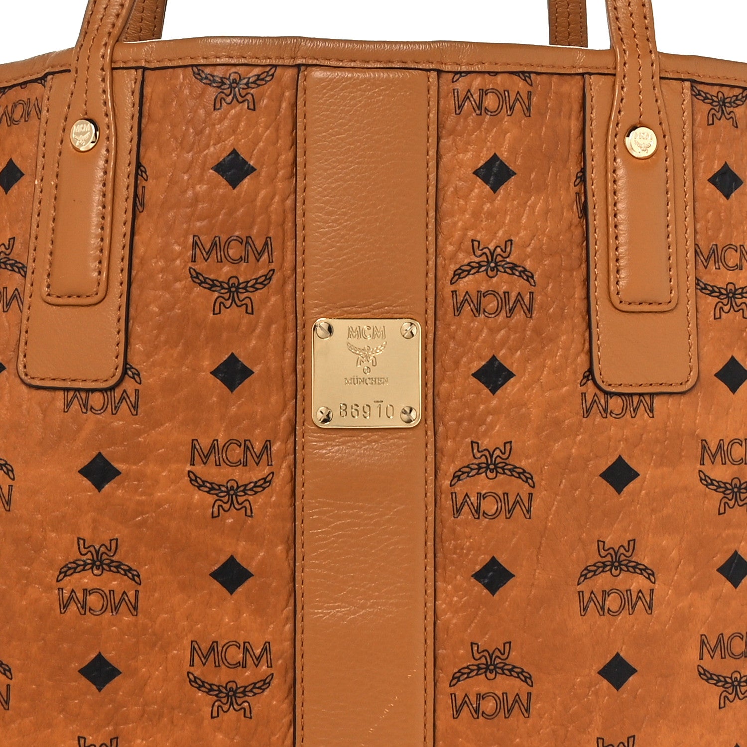 MCM Visetos Medium Liz Reversible Shopper Tote Cognac 11 of 18