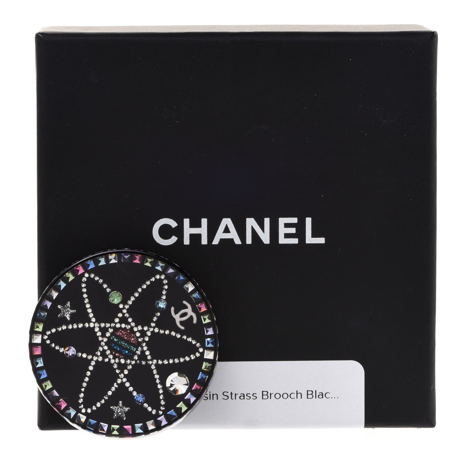 Chanel Glittered Resin Strass Brooch Black Pink 5 of 5