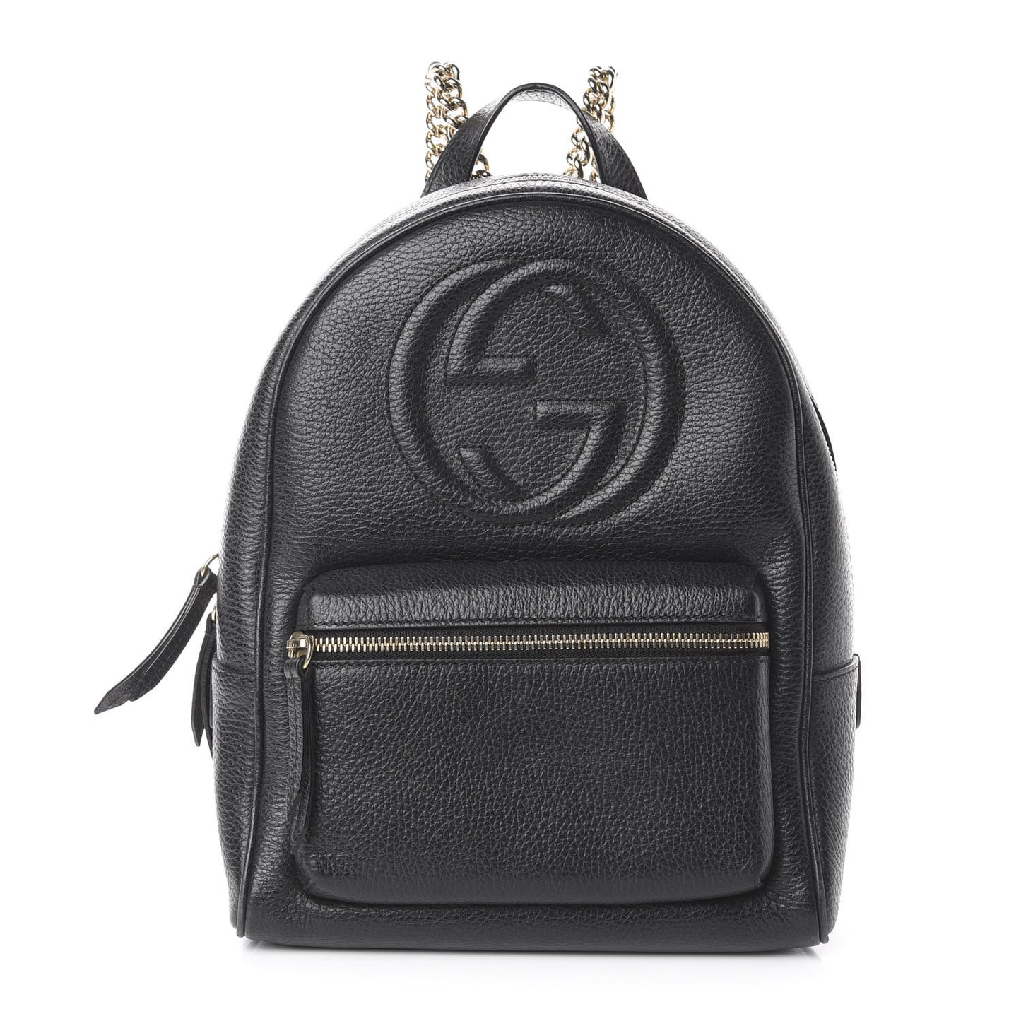 Pebbled Calfskin Soho Chain Backpack Black
