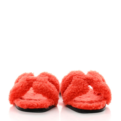 Hermes Woolskin Oran Sandals 37 Orange 2 of 8