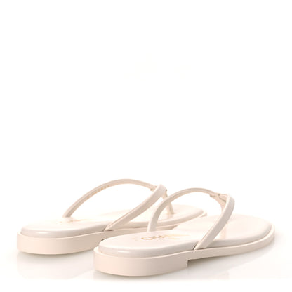 Chanel Goatskin CC Times Square Thong Sandals 35 White 5 of 11