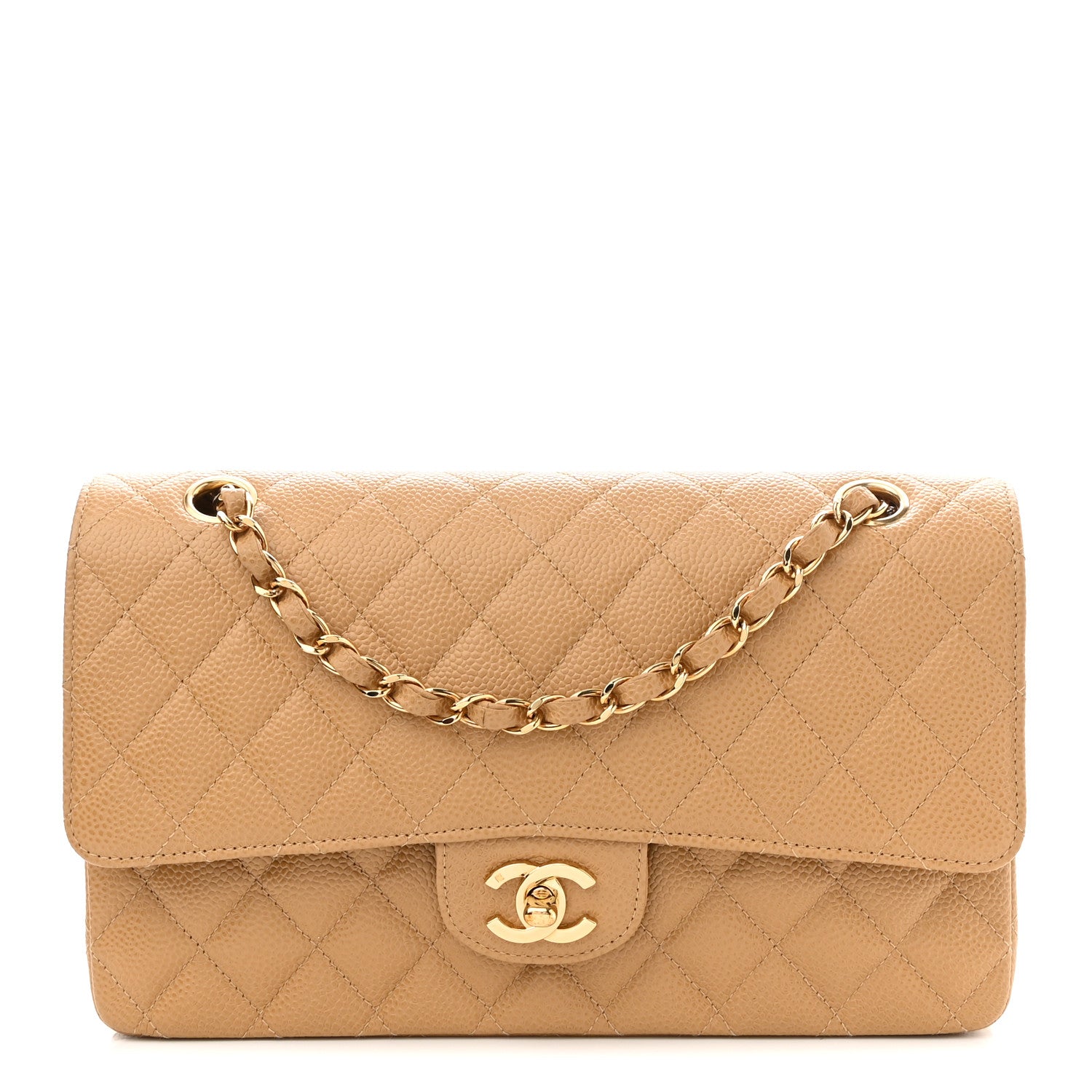 Chanel Caviar Quilted Medium Double Flap Beige 1 of 8