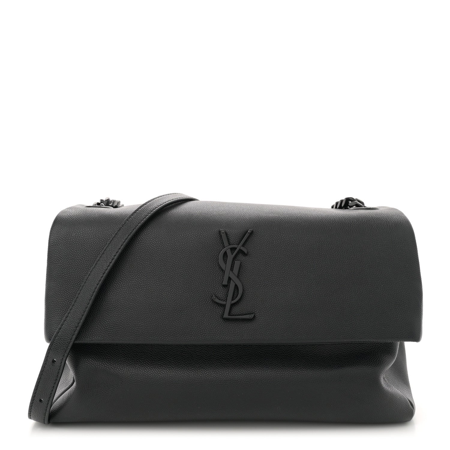 Saint Laurent Grain De Poudre Medium West Hollywood Monogram Fold-Over Black 1 of 12