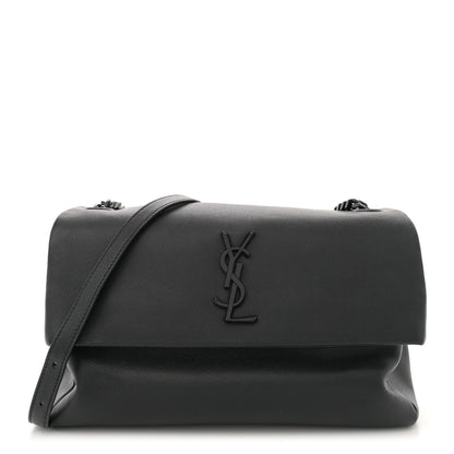 Saint Laurent Grain De Poudre Medium West Hollywood Monogram Fold-Over Black 1 of 12