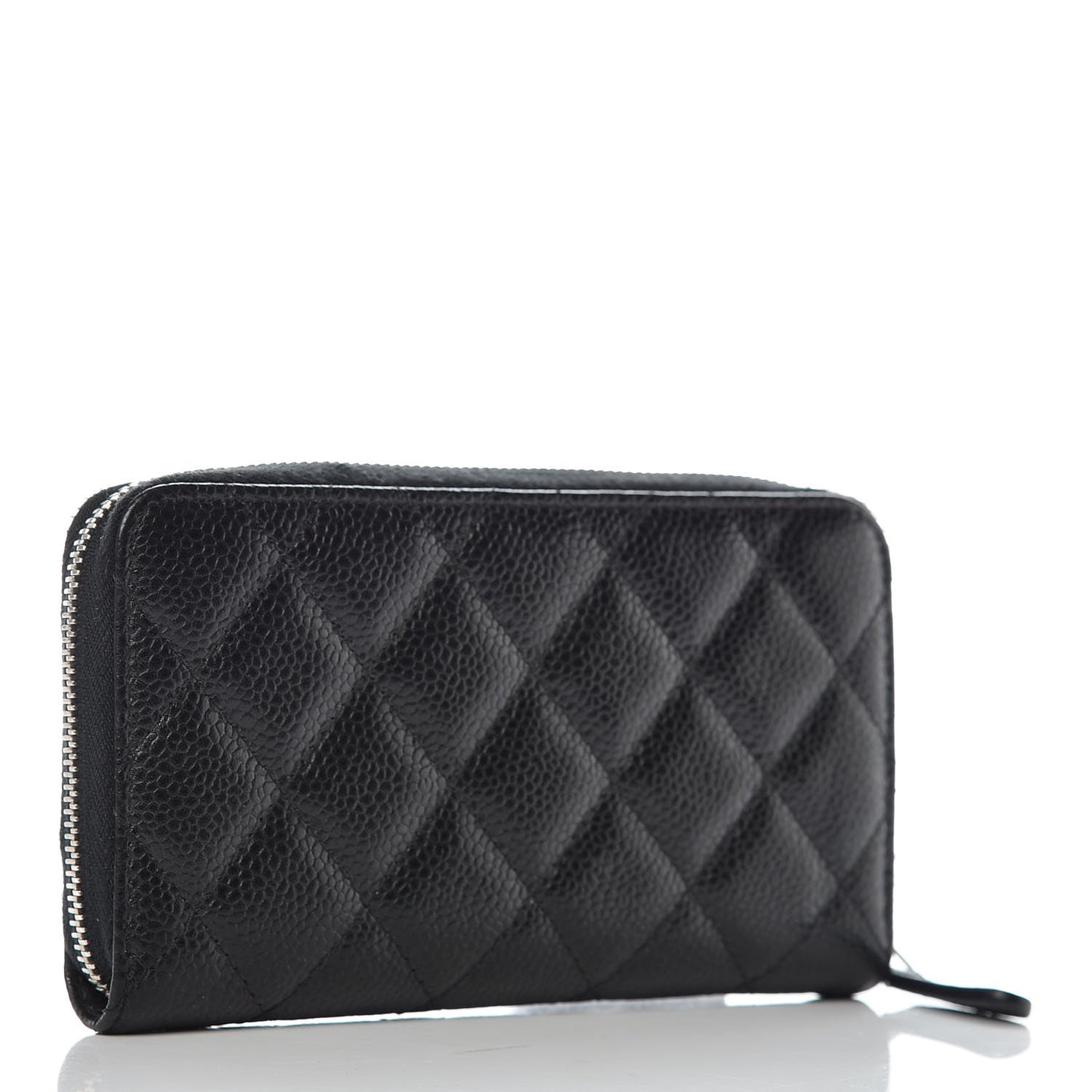Caviar Quilted Small Gusset Zip Around Wallet Black