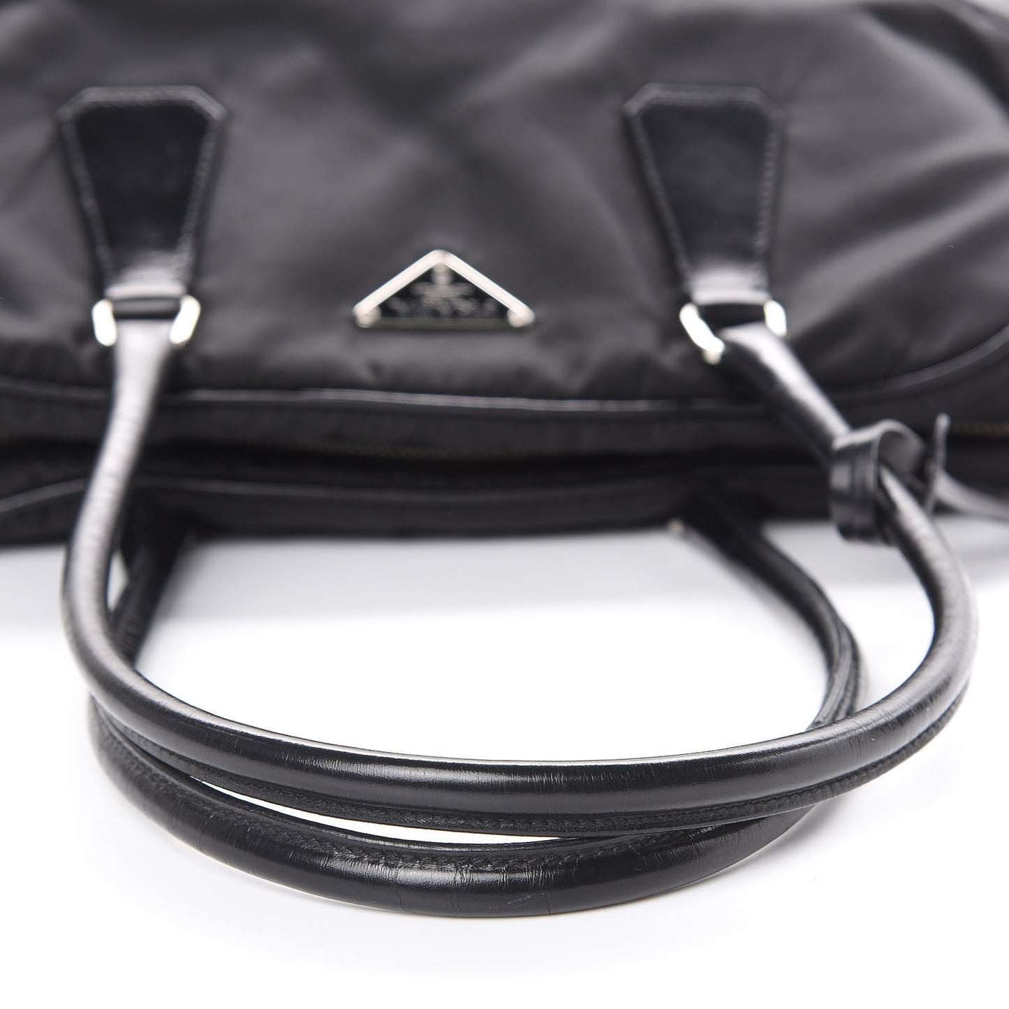 Tessuto Nylon Soft Calfskin Shoulder Bag Black