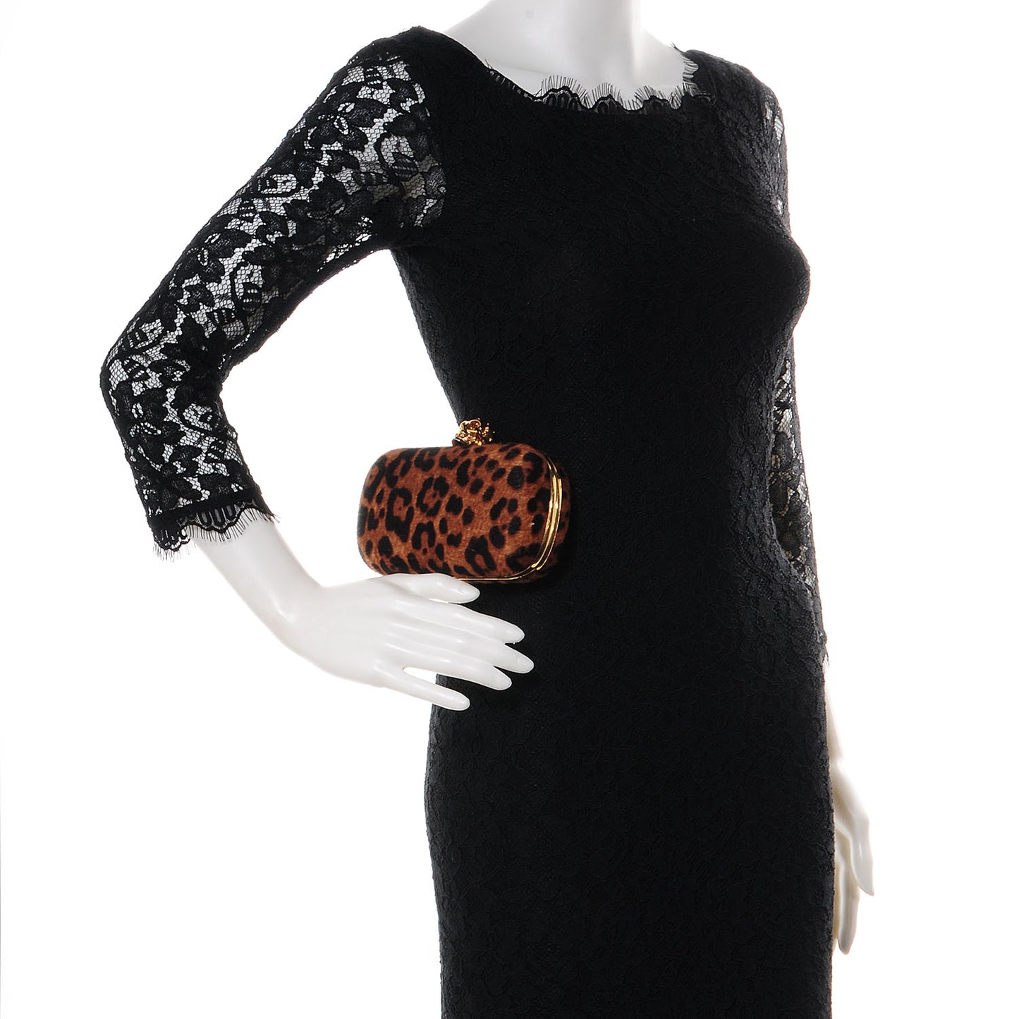 Leopard Print Calf Hair Box Clutch